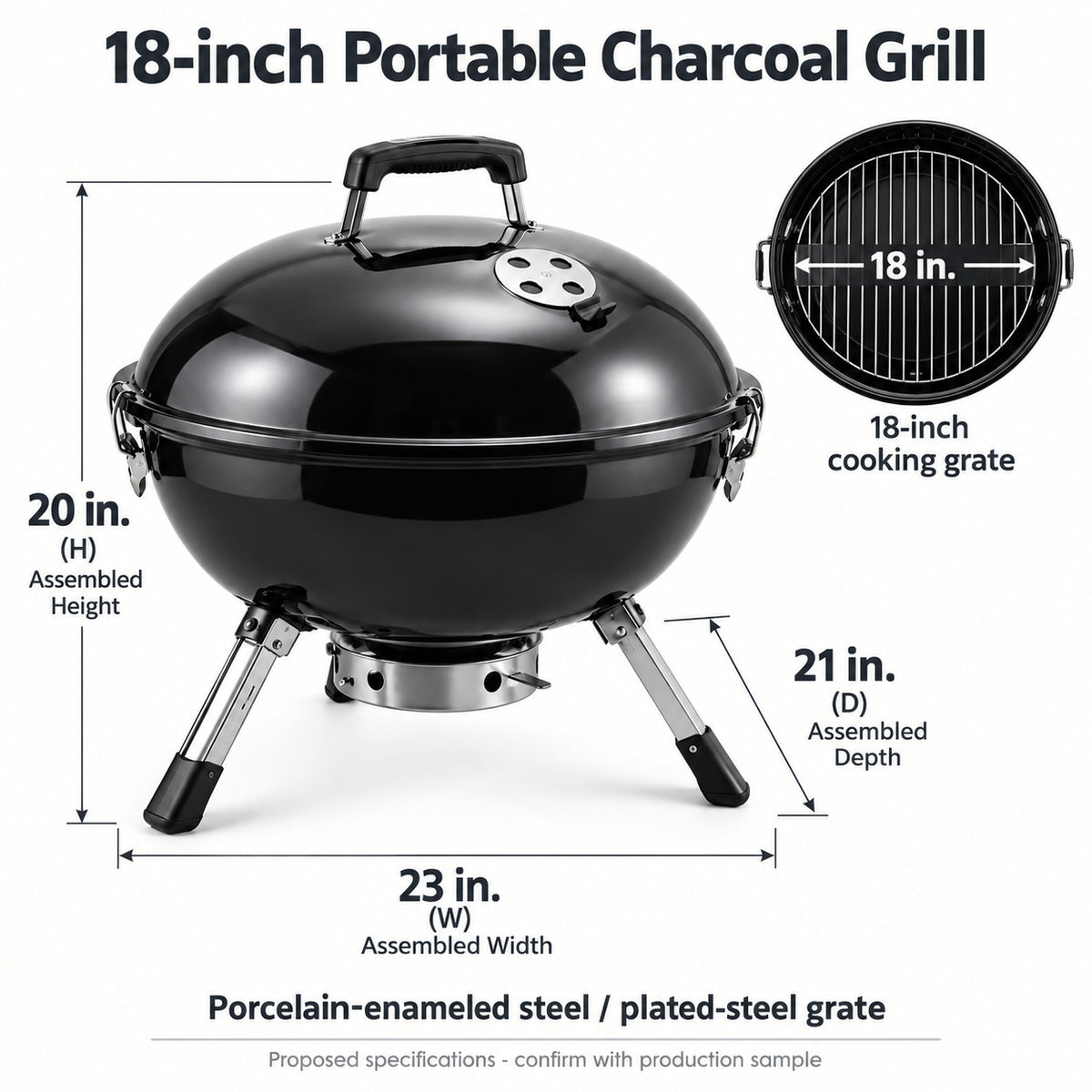 18-inch Portable Charcoal Grill