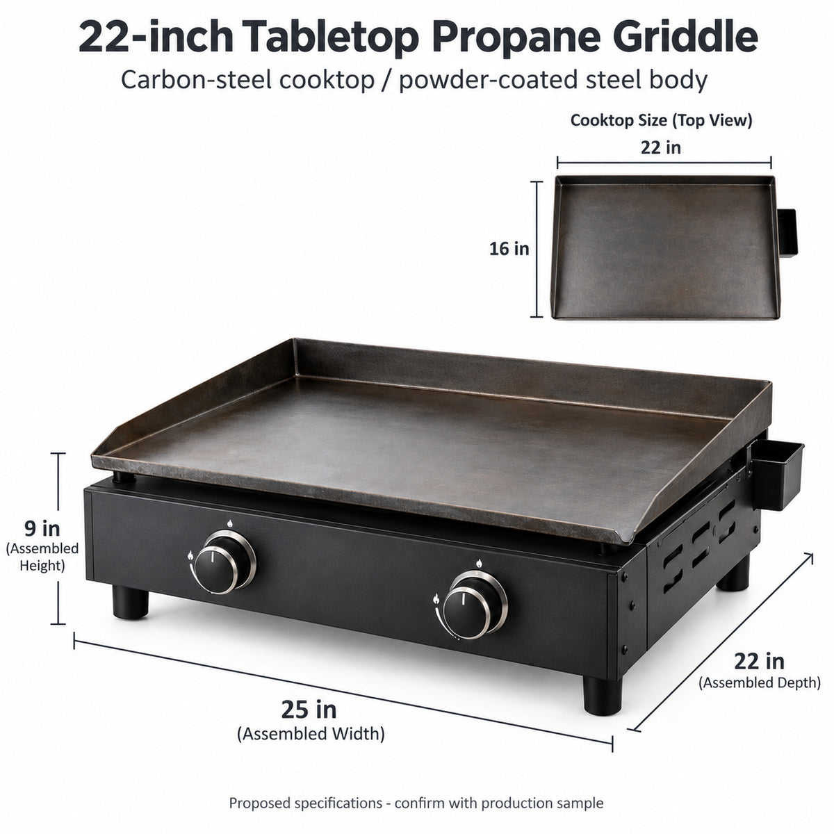 22-inch Tabletop Propane Griddle