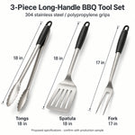 3-Piece Long-Handle BBQ Tool Set