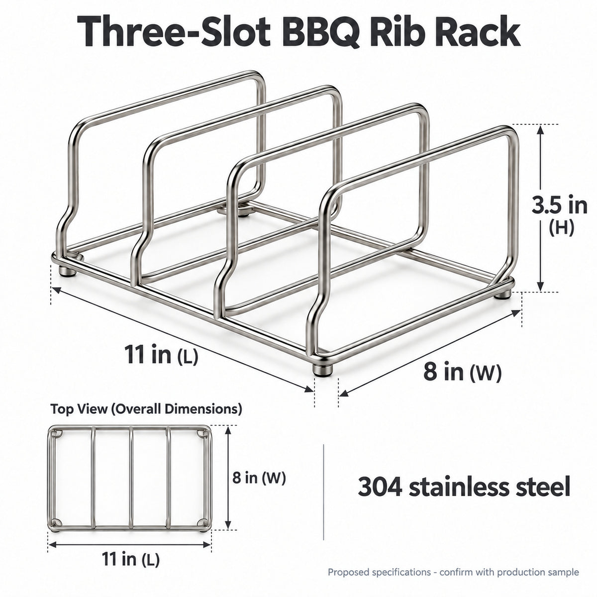 Three-Slot BBQ Rib Rack