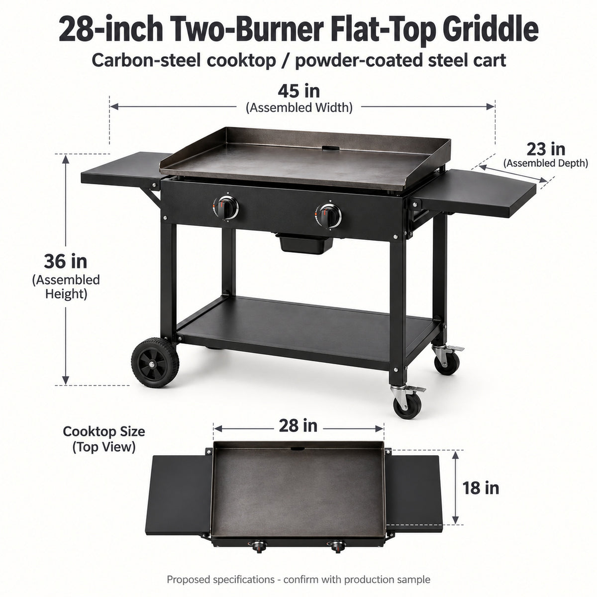 28-inch Two-Burner Flat-Top Griddle
