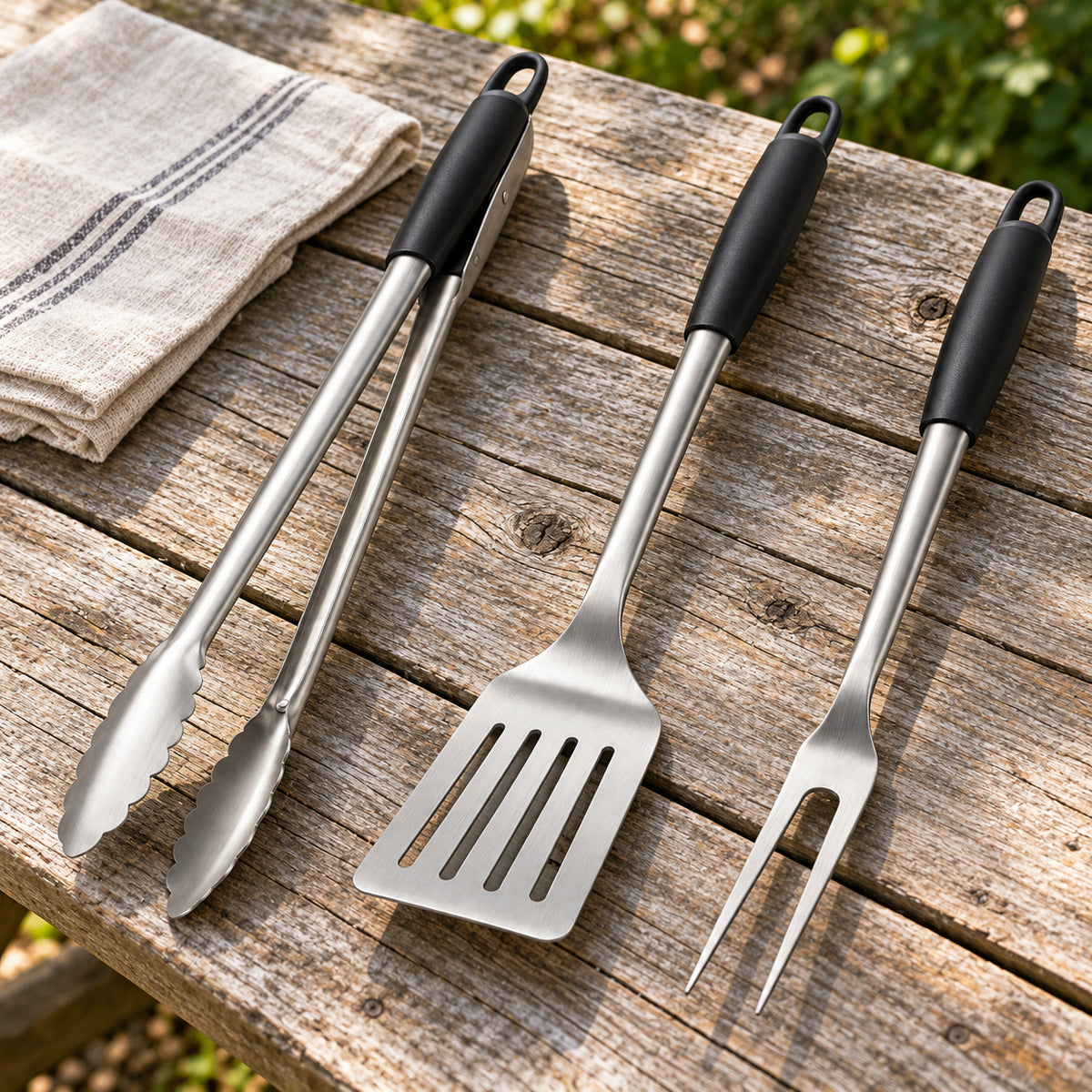 3-Piece Long-Handle BBQ Tool Set